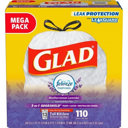 GLAD 13 gal Trash Bags, 0.72 mil (18 Micron), White CLO79157